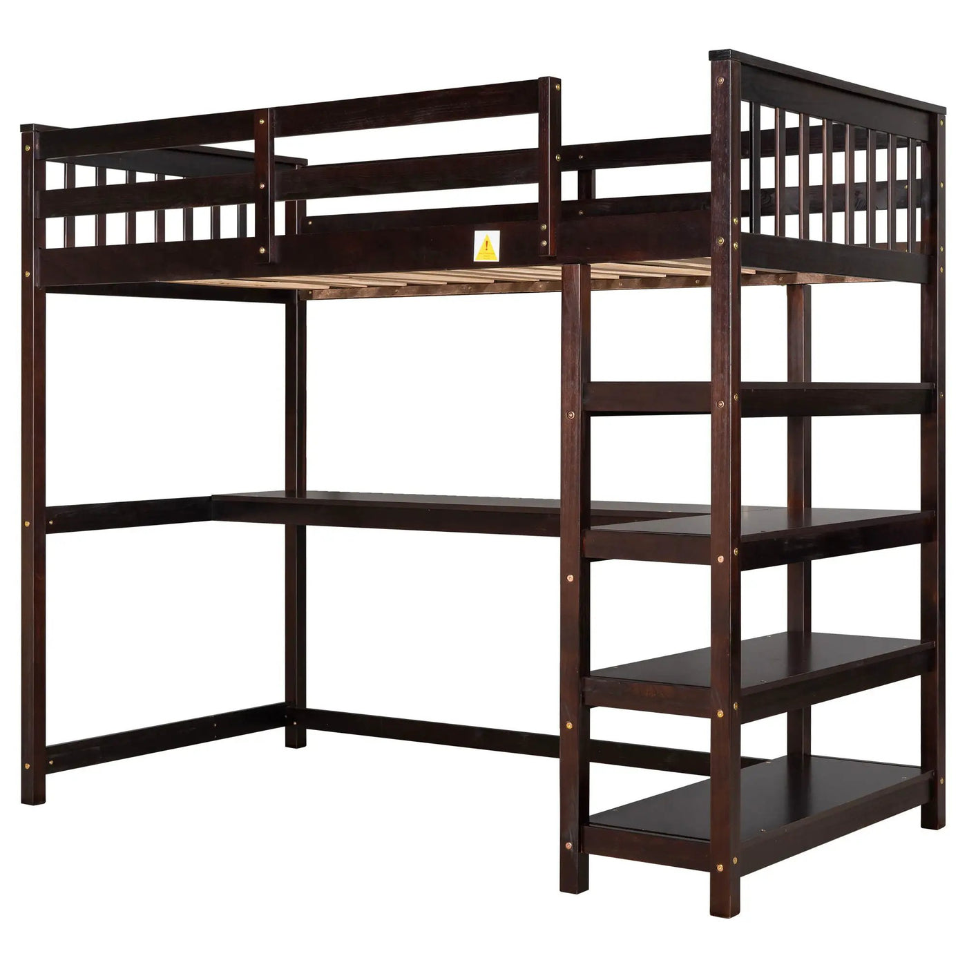 Loft Bed With Storage Shelves And Under Bed Desk by HouseOfZazla