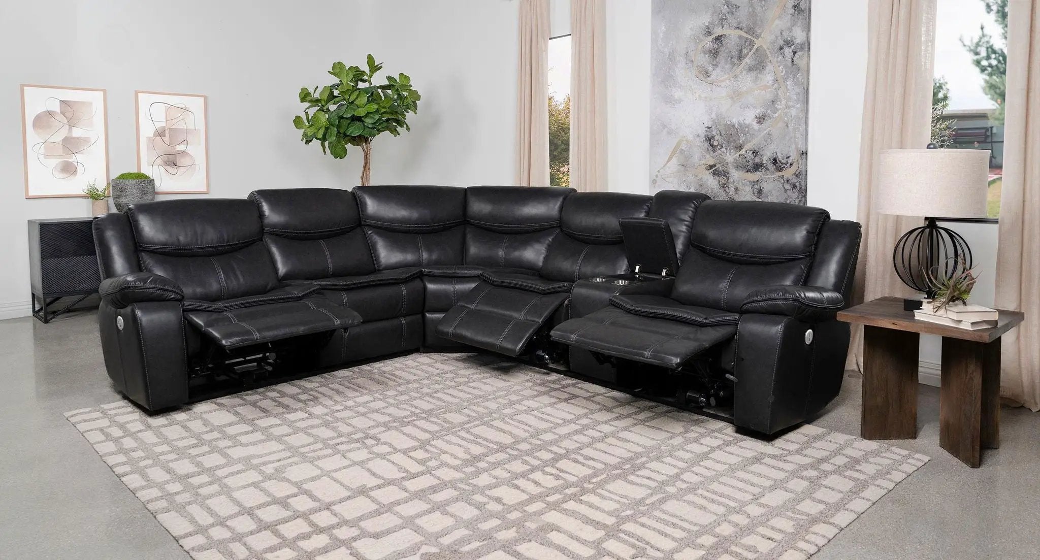 Sycamore Upholstered Power Reclining Sectional Sofa Grey by Unique Piece Furniture