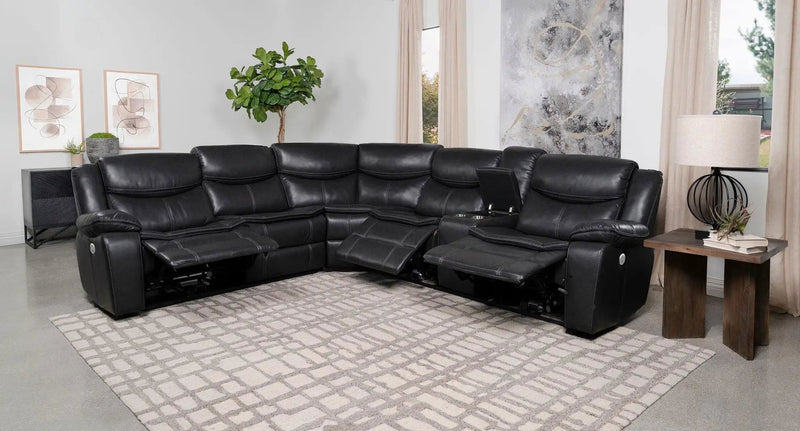 Sycamore Upholstered Power Reclining Sectional Sofa Grey by Unique Piece Furniture