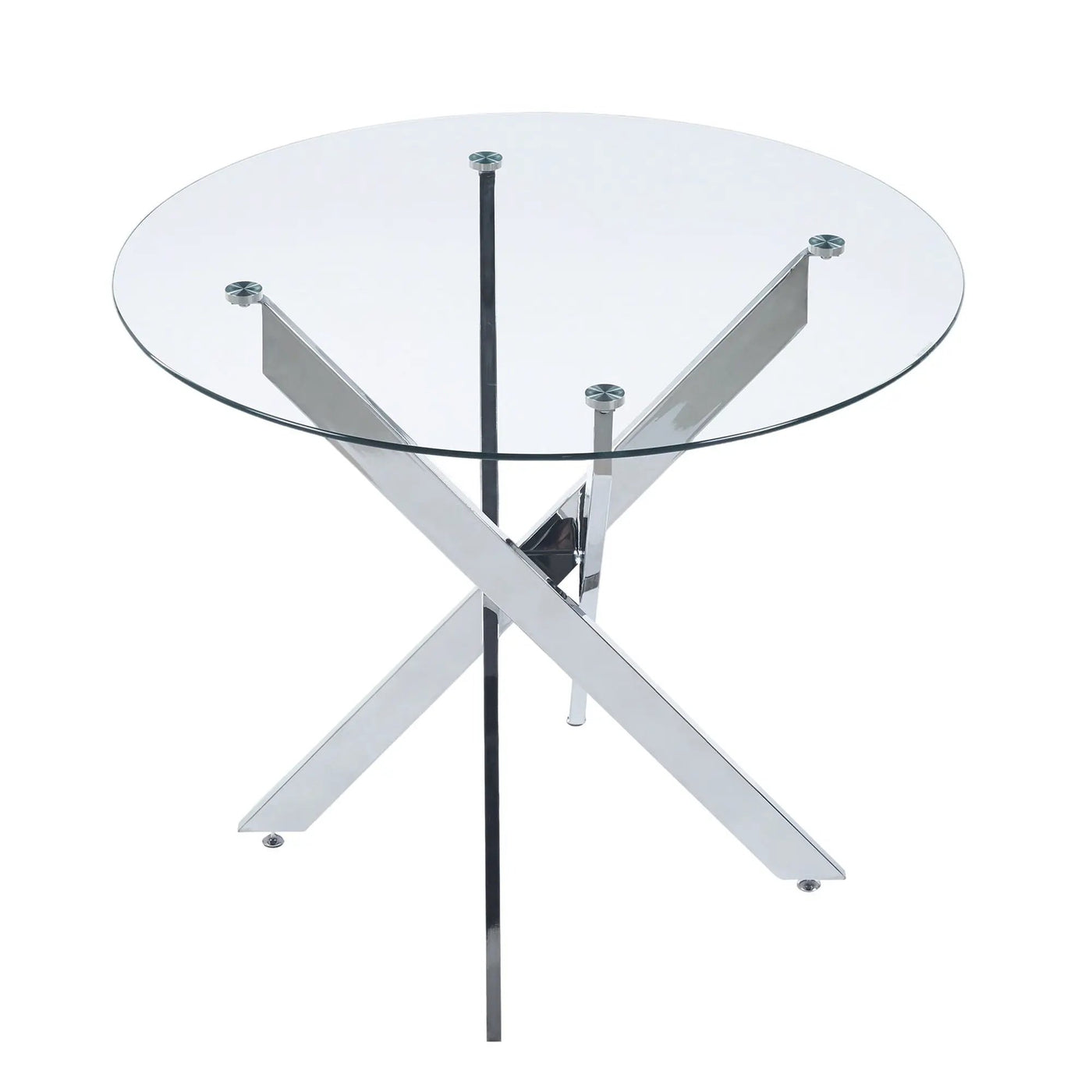 Dining Table With Cross Metal Leg And Tempered Glass, Modern Space Saving Kitchen Table For Living Room by HouseOfZazla
