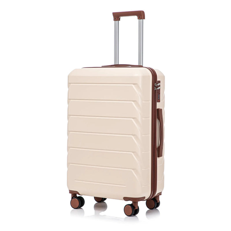 3-Piece ABS Spinner Wheel Luggage Set 20"/24"/28" Beige by HouseOfZazla