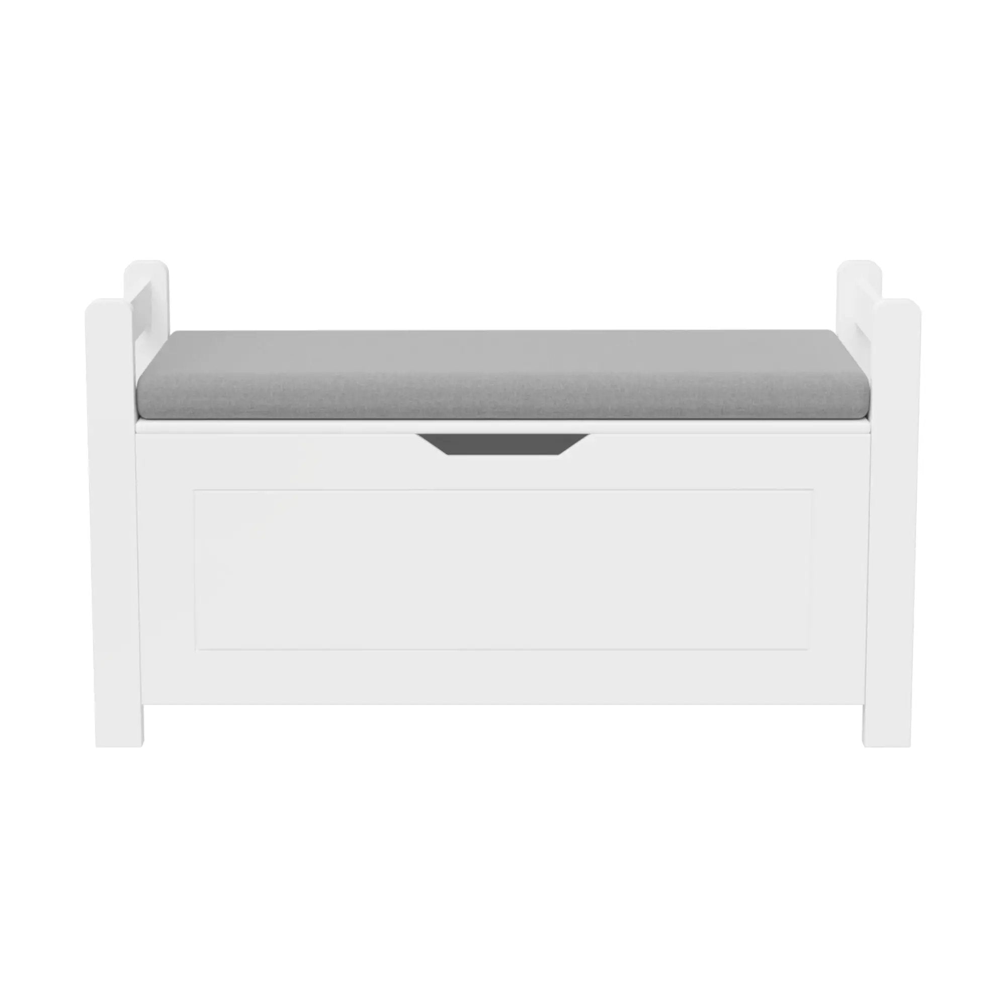 Kids Toy Box Chest Storage Cabinet With Cushion Seat Bench Flip Top Lid Safety Hinge - White by HouseOfZazla