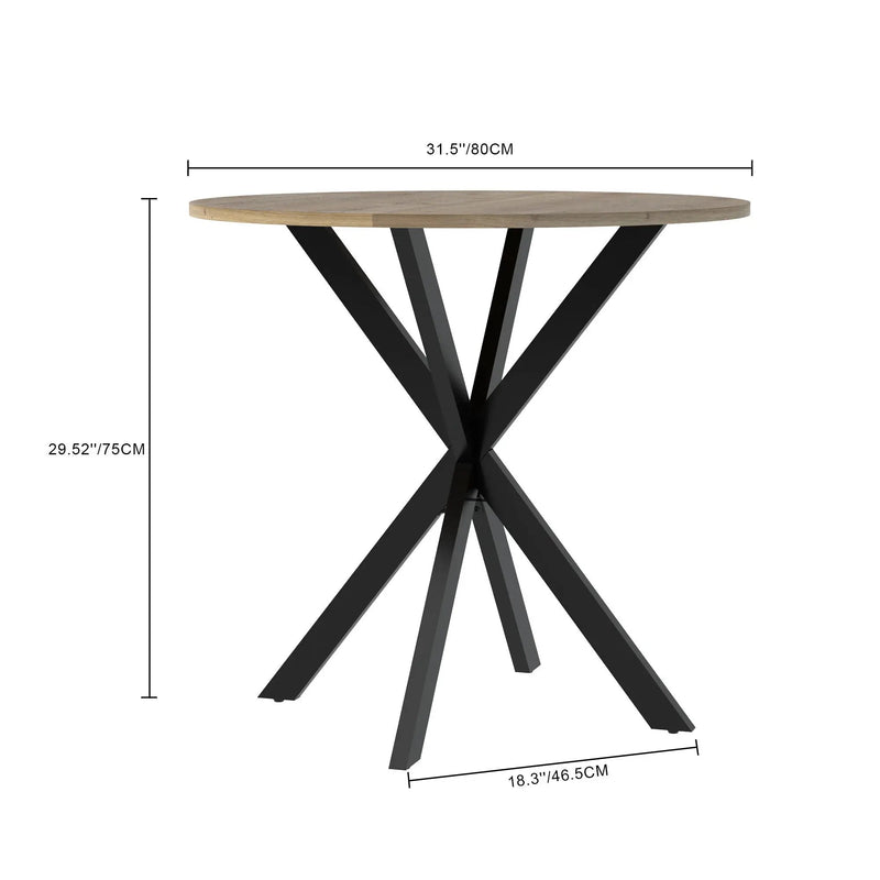 Round Dining Table For 2 - 4 People, Compact Kitchen Or Dining Room - Rustic Brown by Unique Piece Furniture