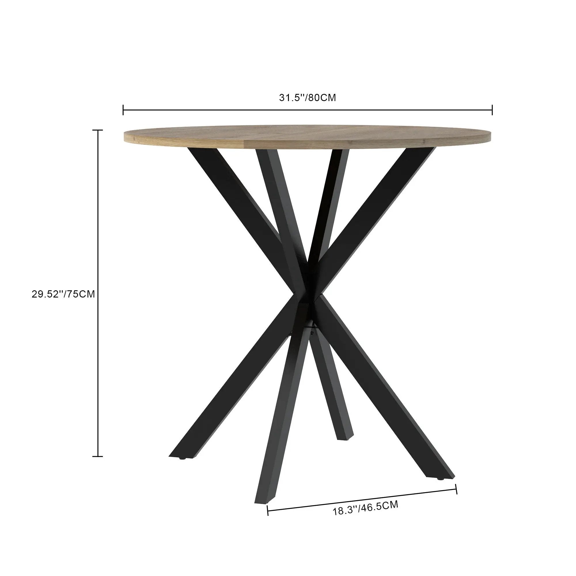 Round Dining Table For 2 - 4 People, Compact Kitchen Or Dining Room - Rustic Brown by HouseOfZazla