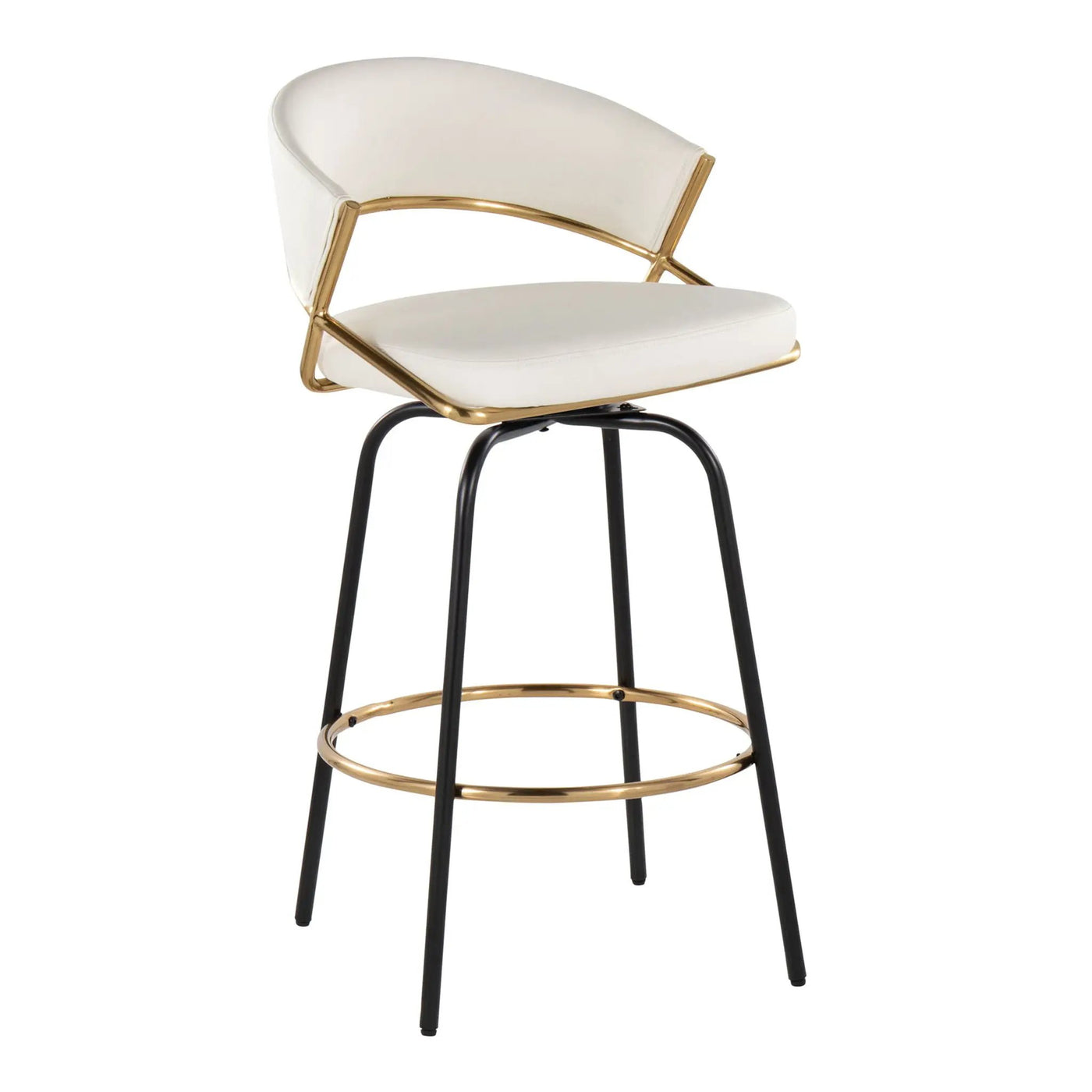 Jie - Fixed Height Contemporary Counter Stool With Swivel Round Footrest (Set of 2) by HouseOfZazla