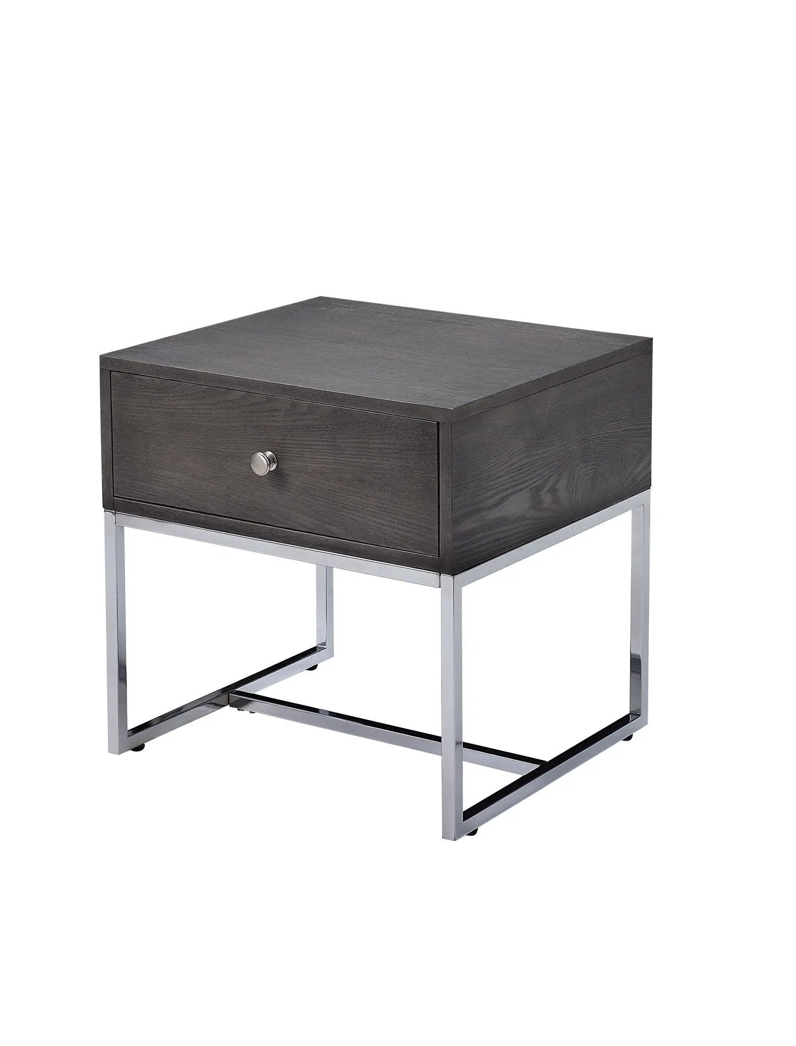 Iban End Table - Gray Oak / Chrome by HouseOfZazla