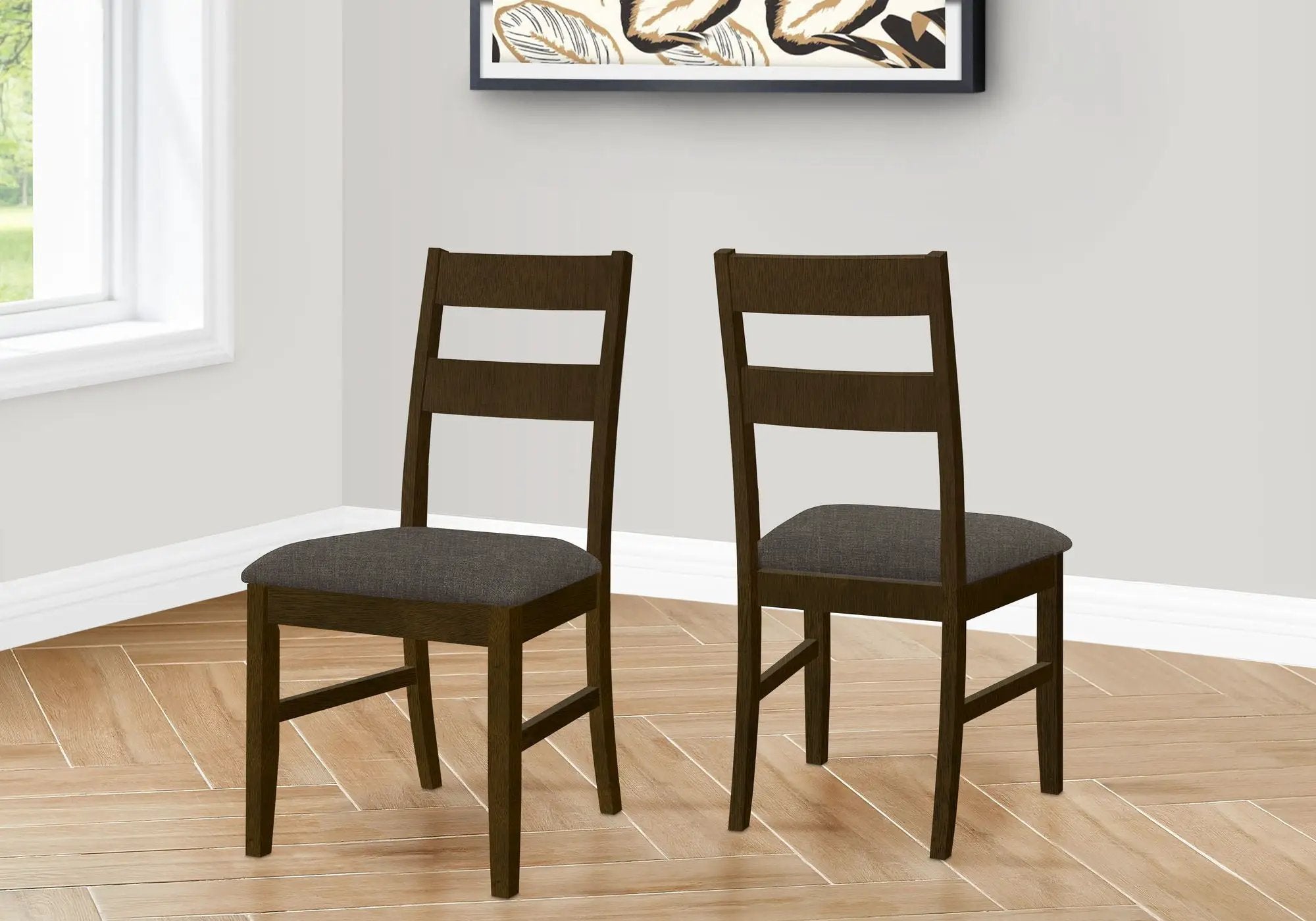Dining Chair, Upholstered, Side, Dining Room, Transitional (Set of 2) - Brown by HouseOfZazla