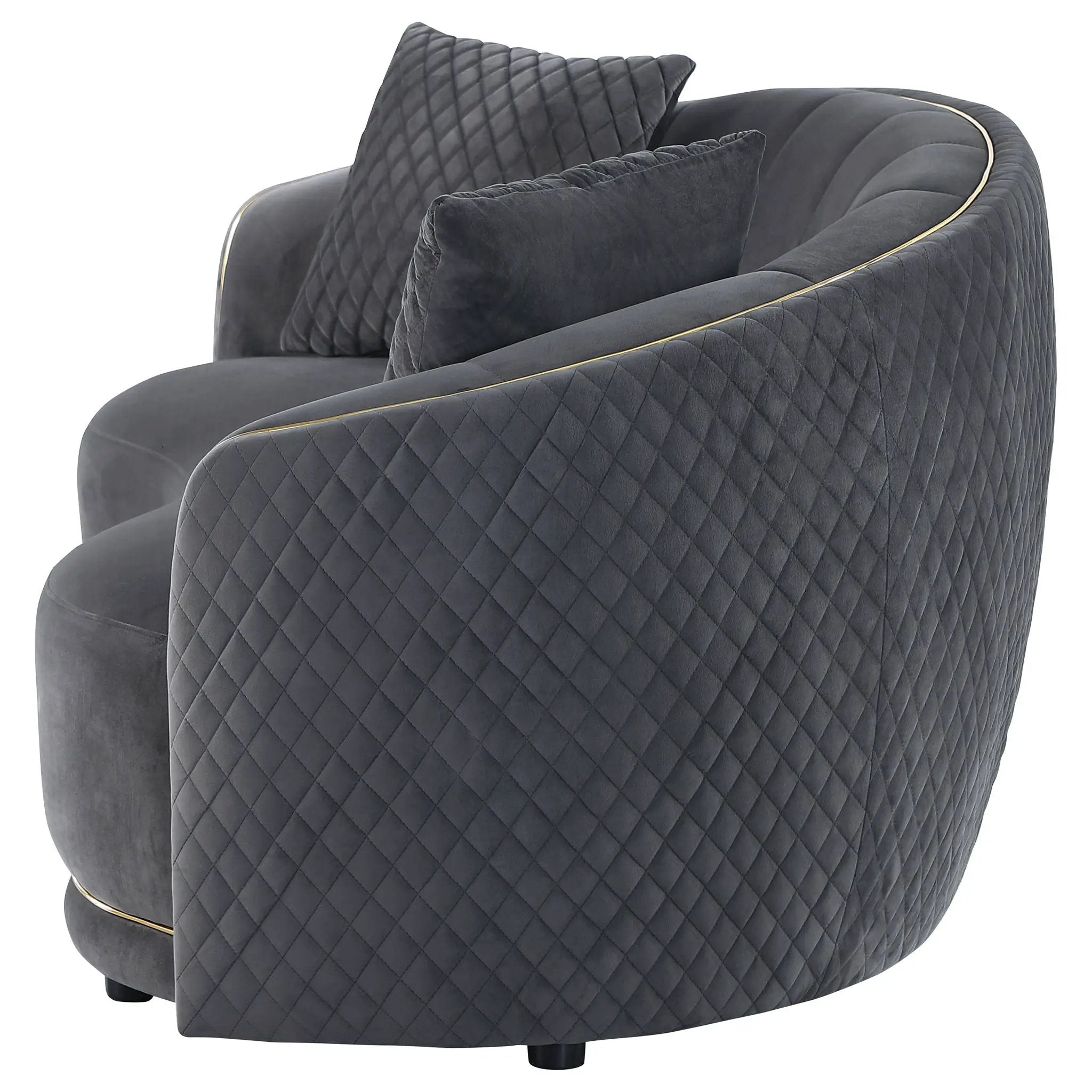 Brookside Velvet Upholstered Curved Loveseat Dark Grey by Unique Piece Furniture