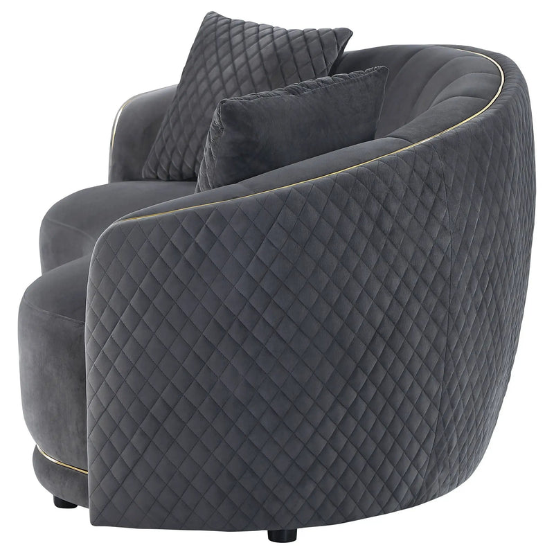 Brookside Velvet Upholstered Curved Loveseat Dark Grey by Unique Piece Furniture