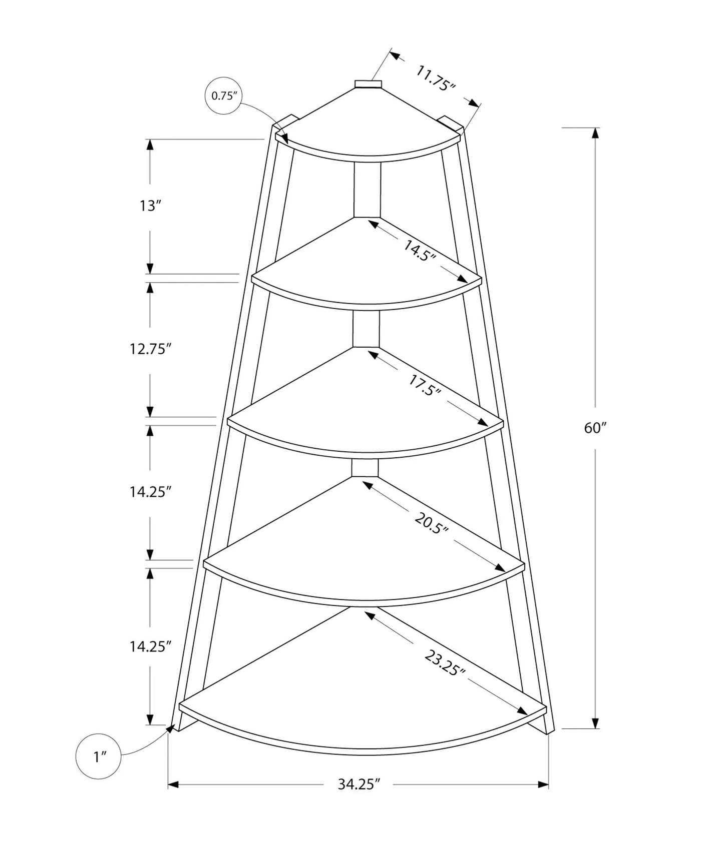 4-Tier Corner Bookshelf, Modern & Contemporary Style by HouseOfZazla