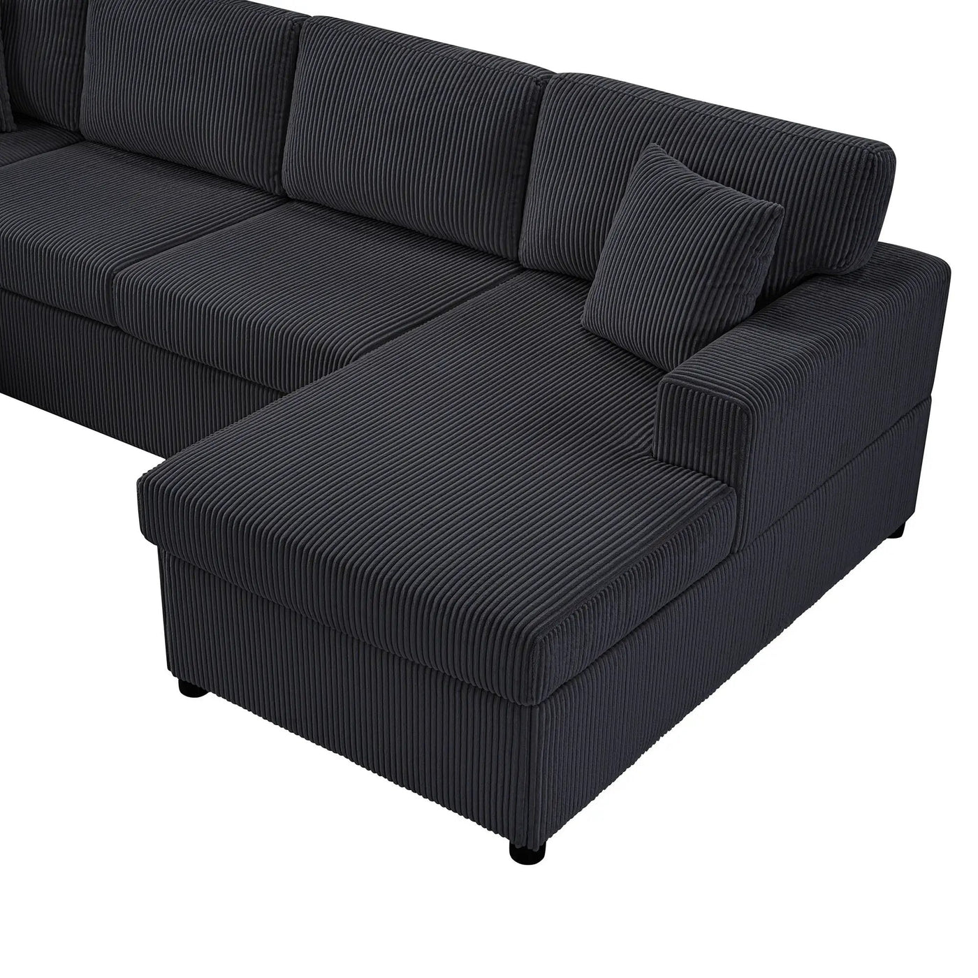 Oversized Sectional U-Shaped Sofa With Chaise Lounge And Three Soft Throw Pillows by HouseOfZazla