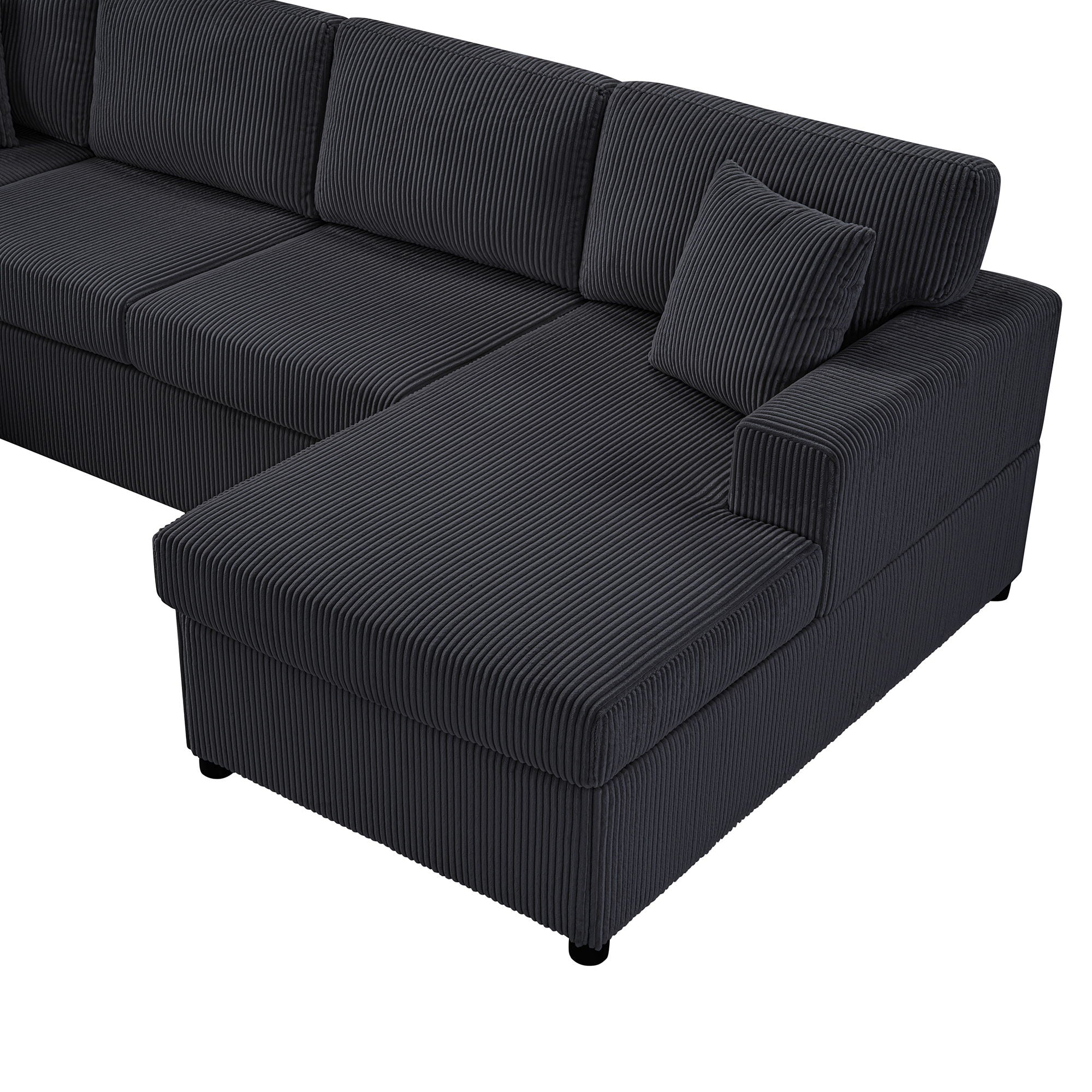 Oversized Sectional U-Shaped Sofa With Chaise Lounge And Three Soft Throw Pillows by HouseOfZazla