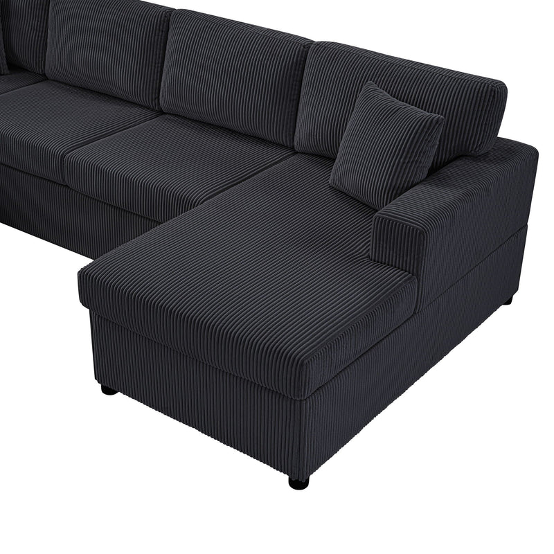 Oversized Sectional U-Shaped Sofa With Chaise Lounge And Three Soft Throw Pillows by HouseOfZazla
