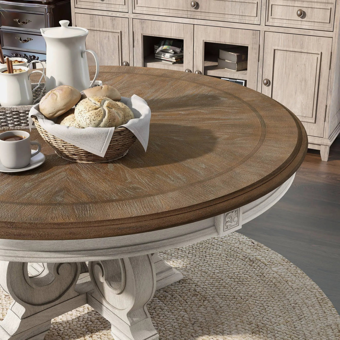 Elegant Dining Set Round Table And Side Chairs by Unique Piece Furniture