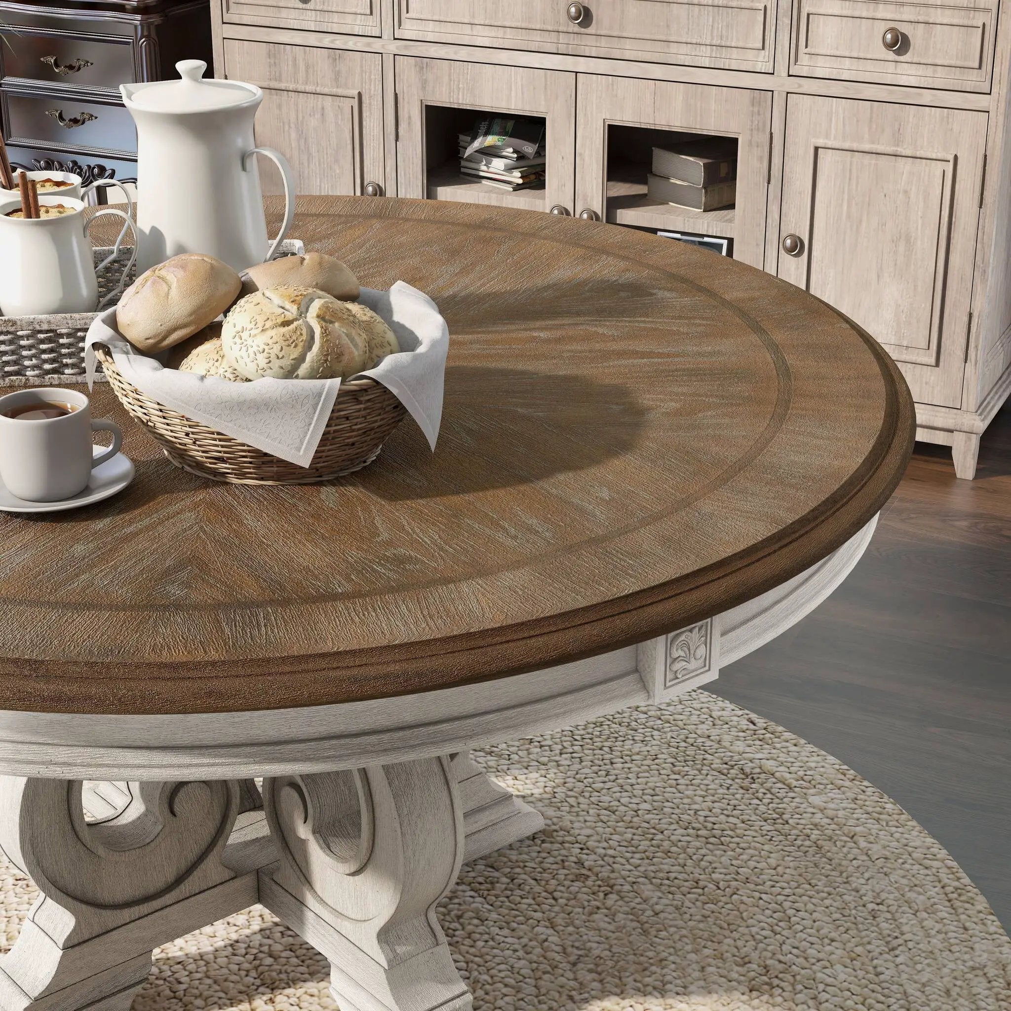 Elegant Dining Set Round Table And Side Chairs by Unique Piece Furniture