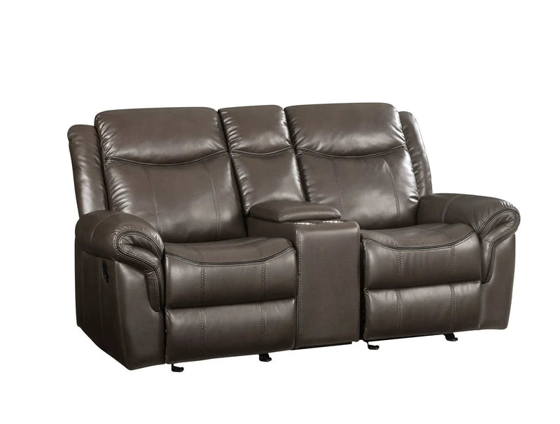 Lydia - Leather Aire Motion Loveseat With USB Console - Brown by Unique Piece Furniture