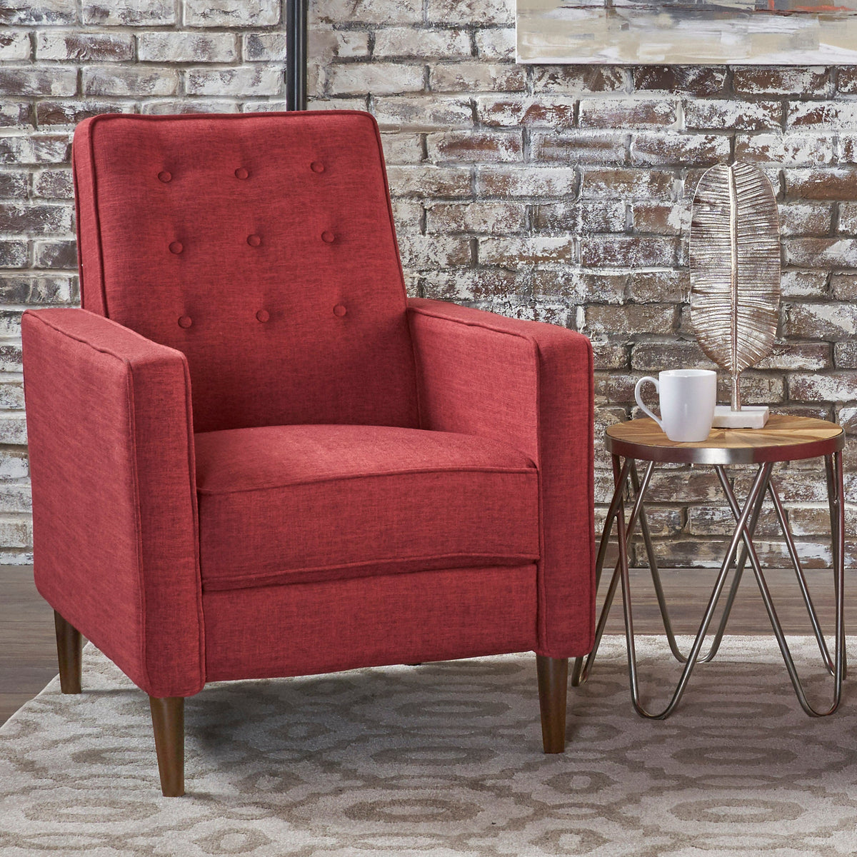 Mid-Century Modern Fabric Recliner Chair with Thick Cushions - Multiple Colors, photo 6 of 13