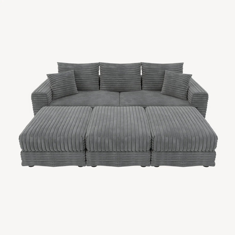 Convertible Deep Seat Sofa With Soft Pillows And Ottomans by HouseOfZazla