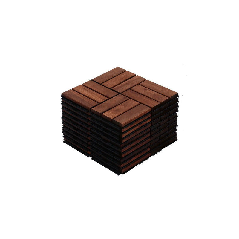 Interlocking Deck Tiles Checker Pattern, Square Acacia Hardwood Outdoor Flooring For Patio, Bancony, Pool Side by HouseOfZazla