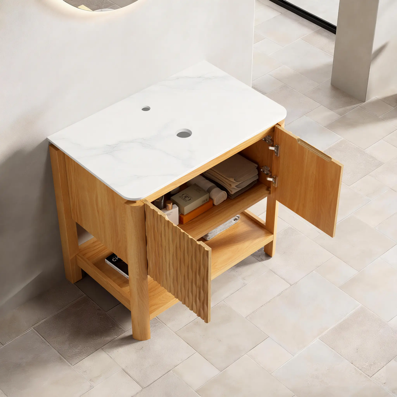 Sharma 30'' Freestanding Cabinet with 2 Doors & Open Shelf by HouseOfZazla