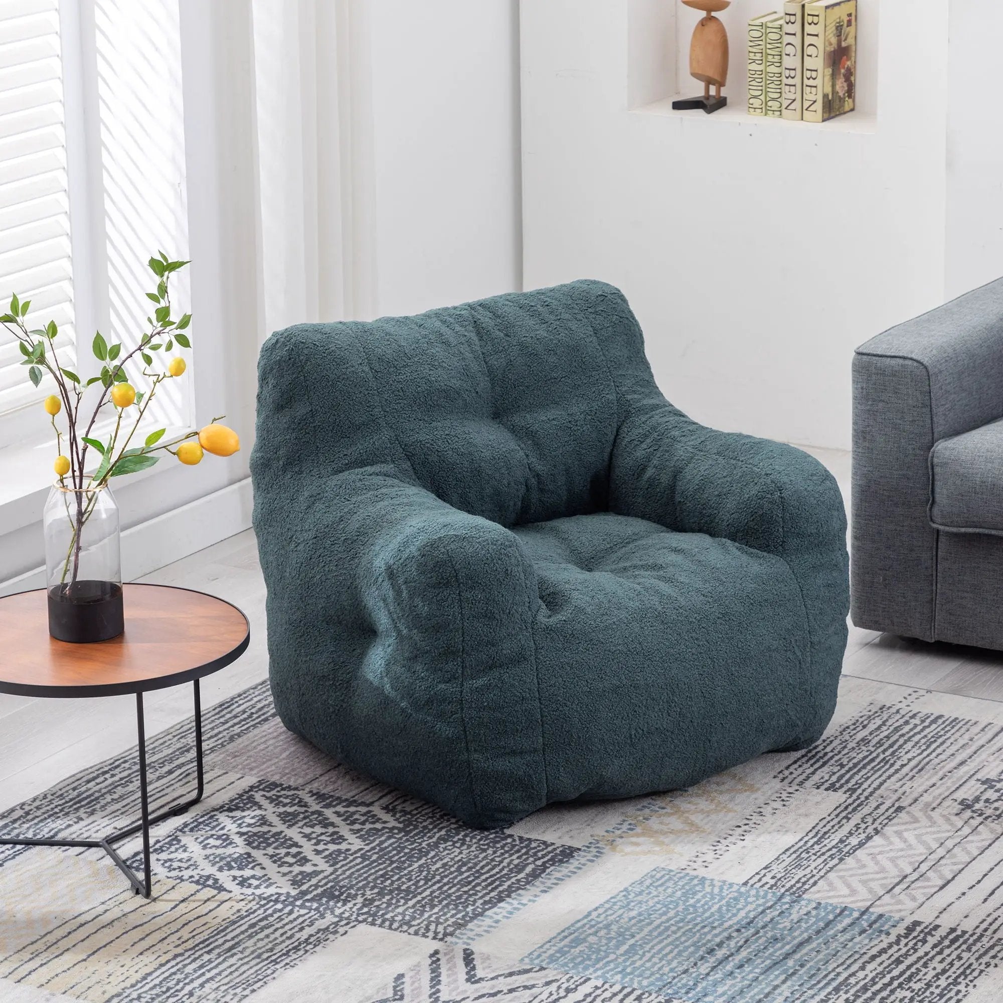 Soft Teddy Fabric Tufted Foam Bean Bag Chair With Teddy Fabric by Unique Piece Furniture