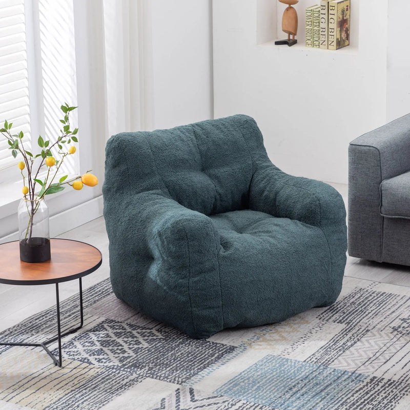 Soft Teddy Fabric Tufted Foam Bean Bag Chair With Teddy Fabric by Unique Piece Furniture