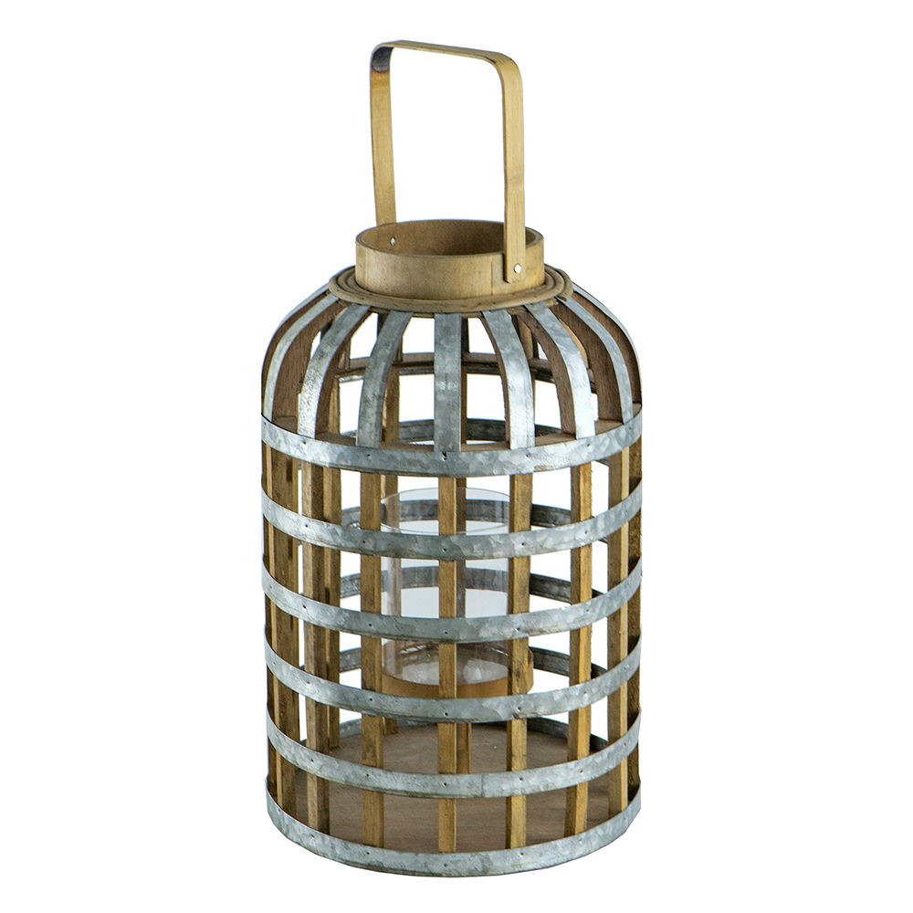 Decorative Wooden Lantern with Handle - Pearl Silver, photo 4 of 25