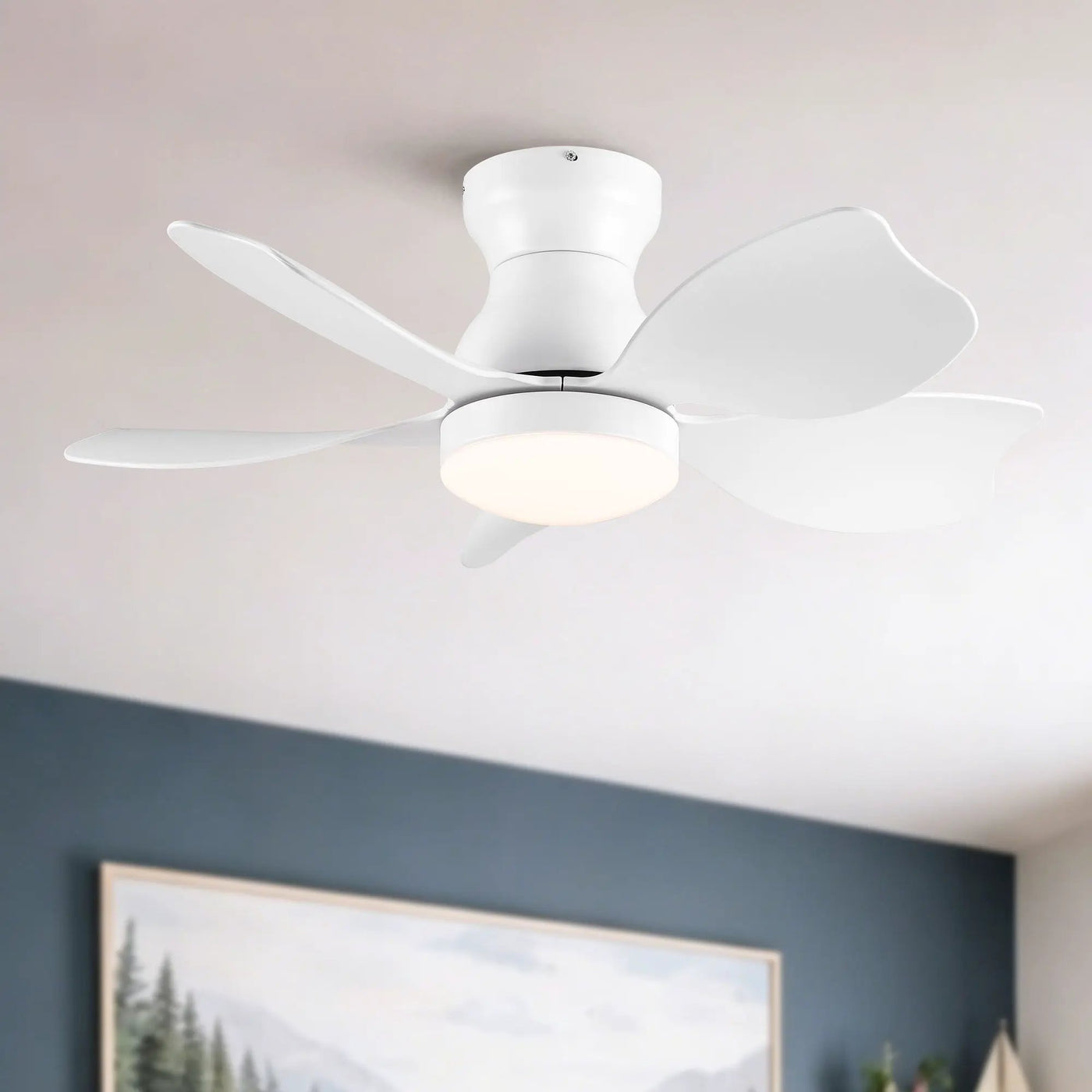 Low Profile Flush Mount Ceiling Fan With Light by HouseOfZazla