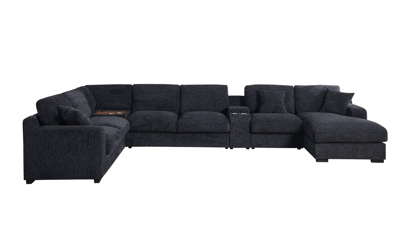 Celine - Fabric Corner Sectional Sofa With Right-Facing Chaise, Cupholders, And Charging Ports by HouseOfZazla