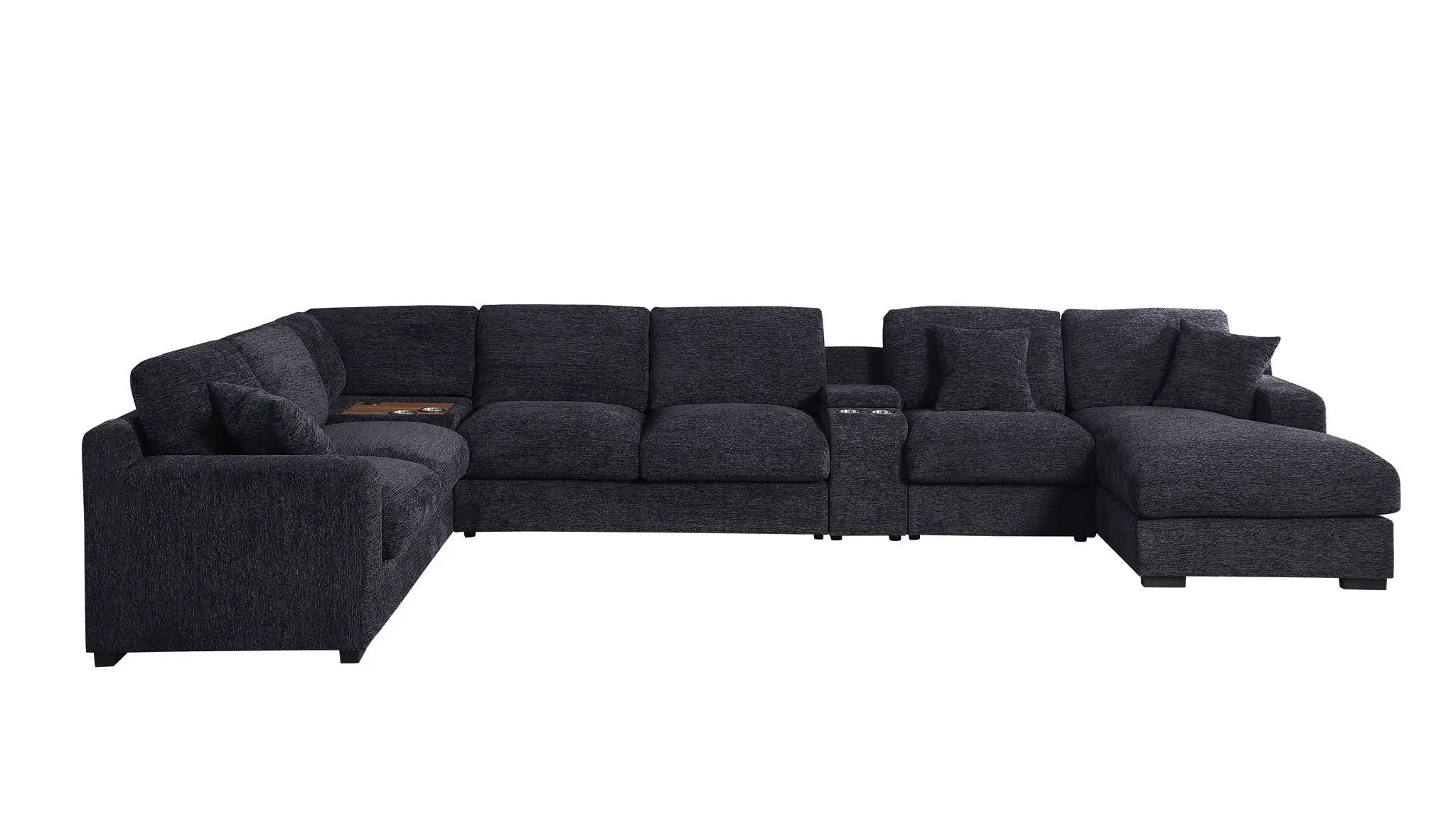 Celine - Fabric Corner Sectional Sofa With Right-Facing Chaise, Cupholders, And Charging Ports by HouseOfZazla