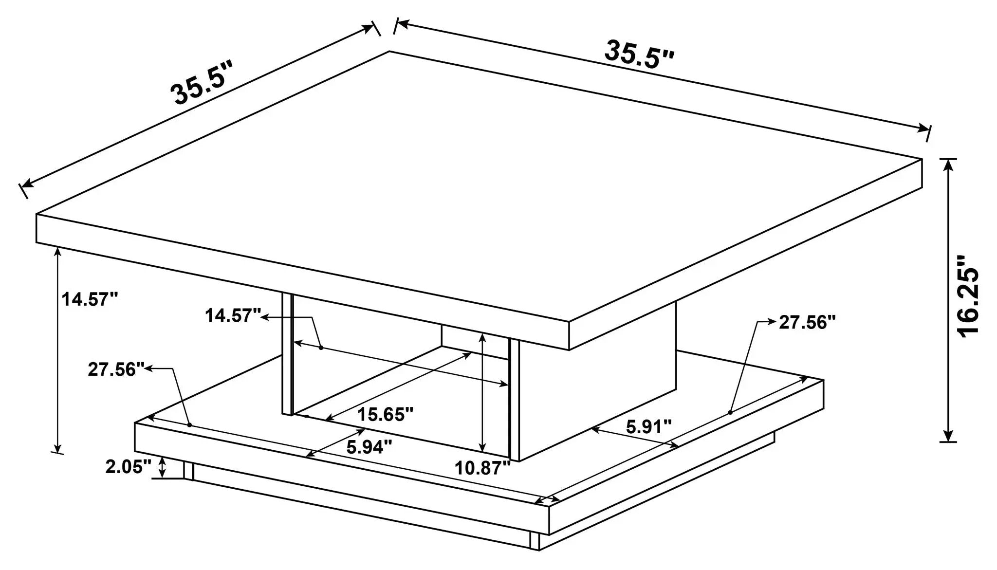 Reston Square Engineered Wood Coffee Table with Casters Cappuccino by Unique Piece Furniture