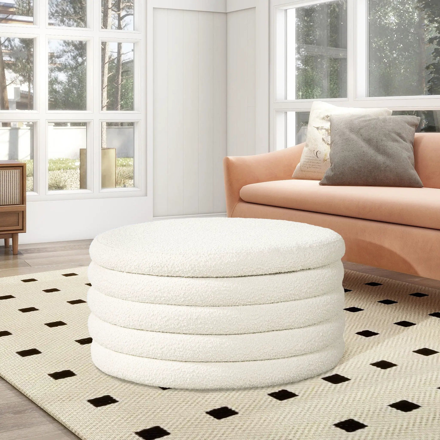 Fuji - Oversized Round Storage Ottoman by HouseOfZazla