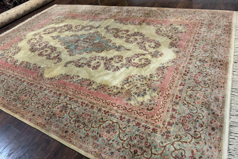 Karastan Rug 8.8 x 12, Pastel Ivory Kirman Rug #784, Wool Karastan Carpet, Original 700 Series, Vintage Karastan Area Rug, Discontinued by Jewel Rugs