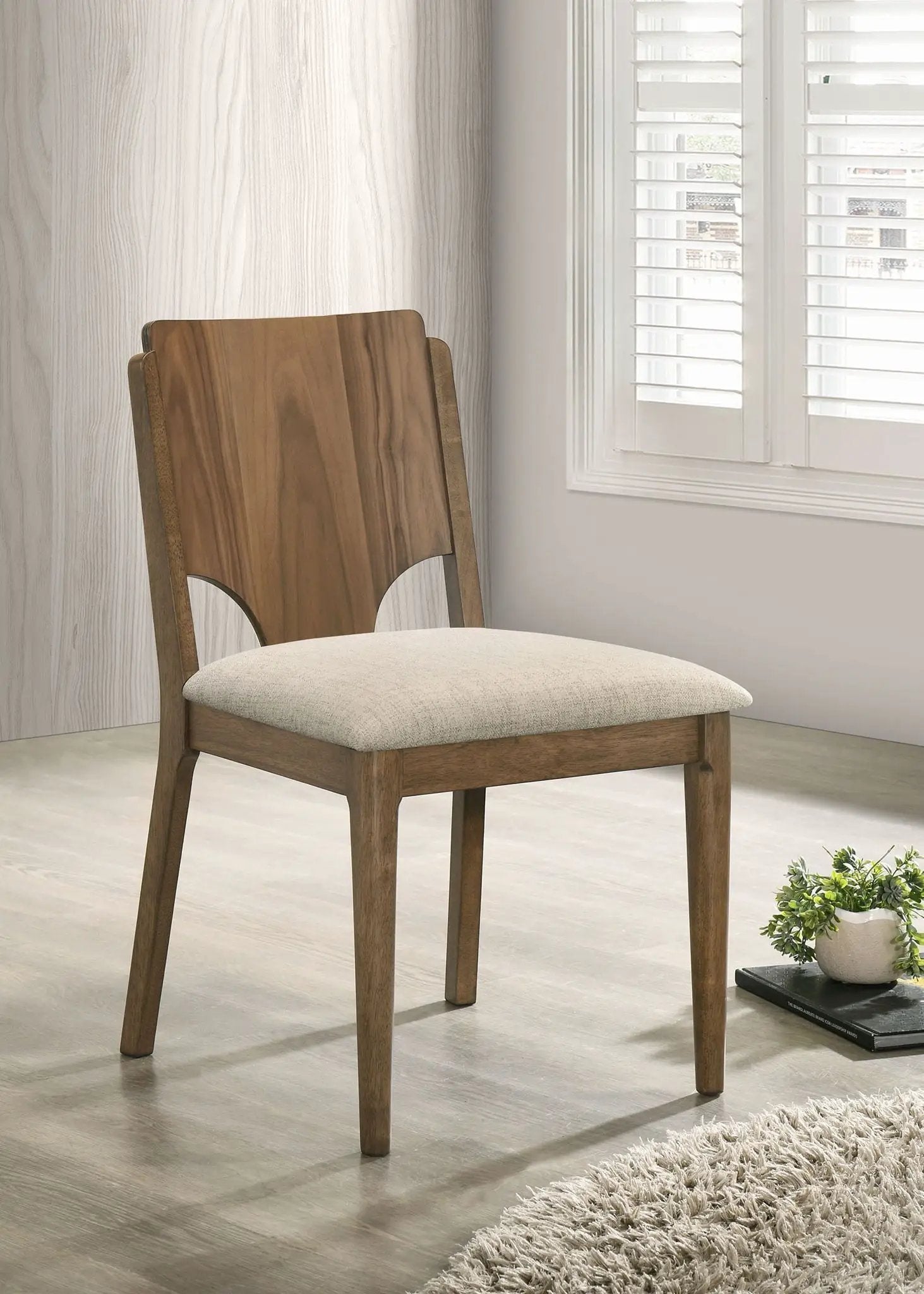 Crestmore Dining Chair Upholstered Seat Walnut (Set of 2) by Unique Piece Furniture
