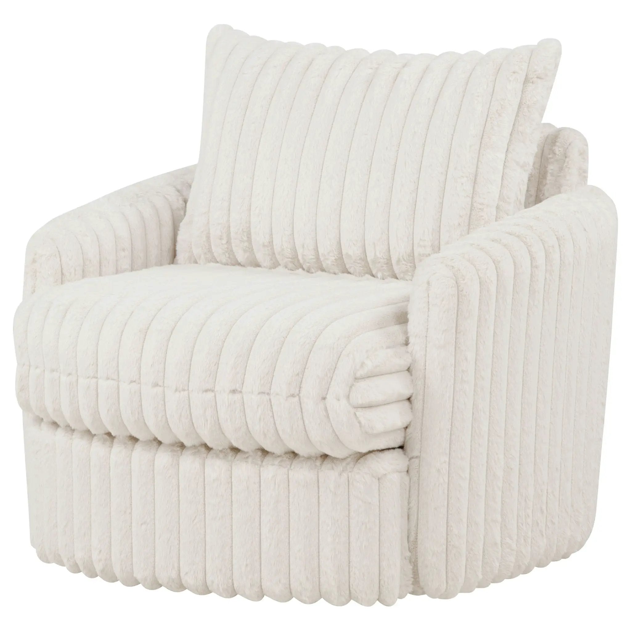 Sarco Corduroy Upholstered Swivel Accent Arm Chair Ivory by Unique Piece Furniture