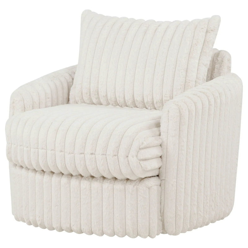 Sarco Corduroy Upholstered Swivel Accent Arm Chair Ivory by Unique Piece Furniture