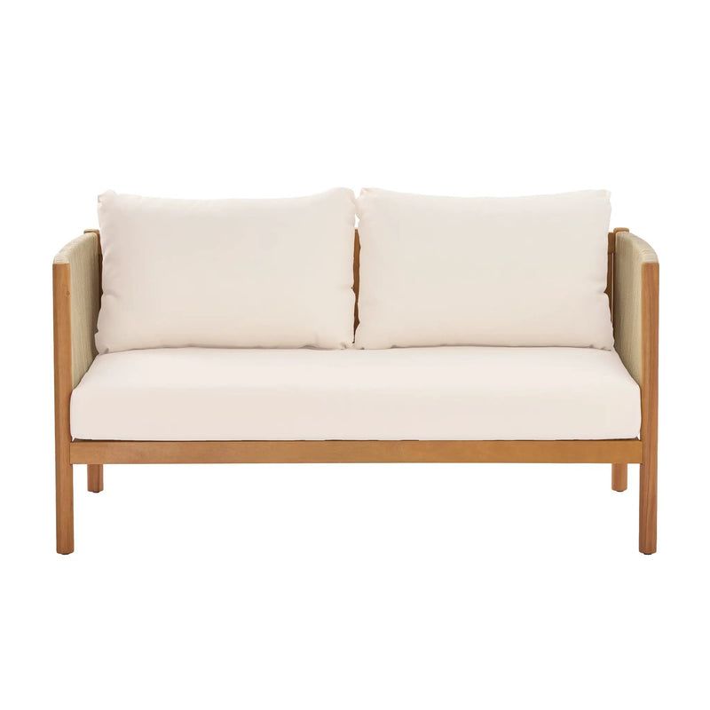 Outdoor Loveseat and Coffee Table Set with Acacia Wood Frame in Teak Look by HouseOfZazla