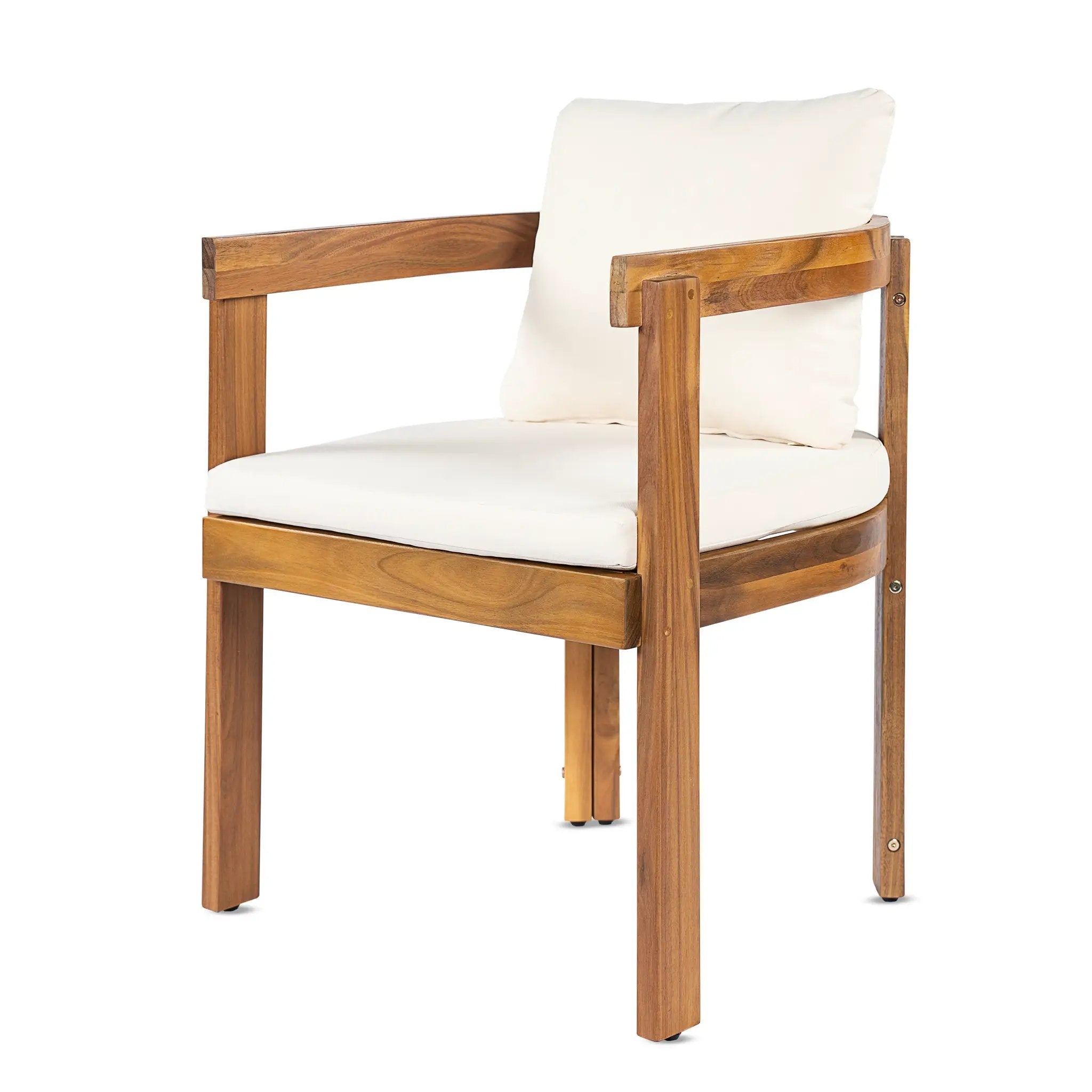 7 Pieces Acacia Wood Outdoor Dining Set with Cream Cushions by HouseOfZazla