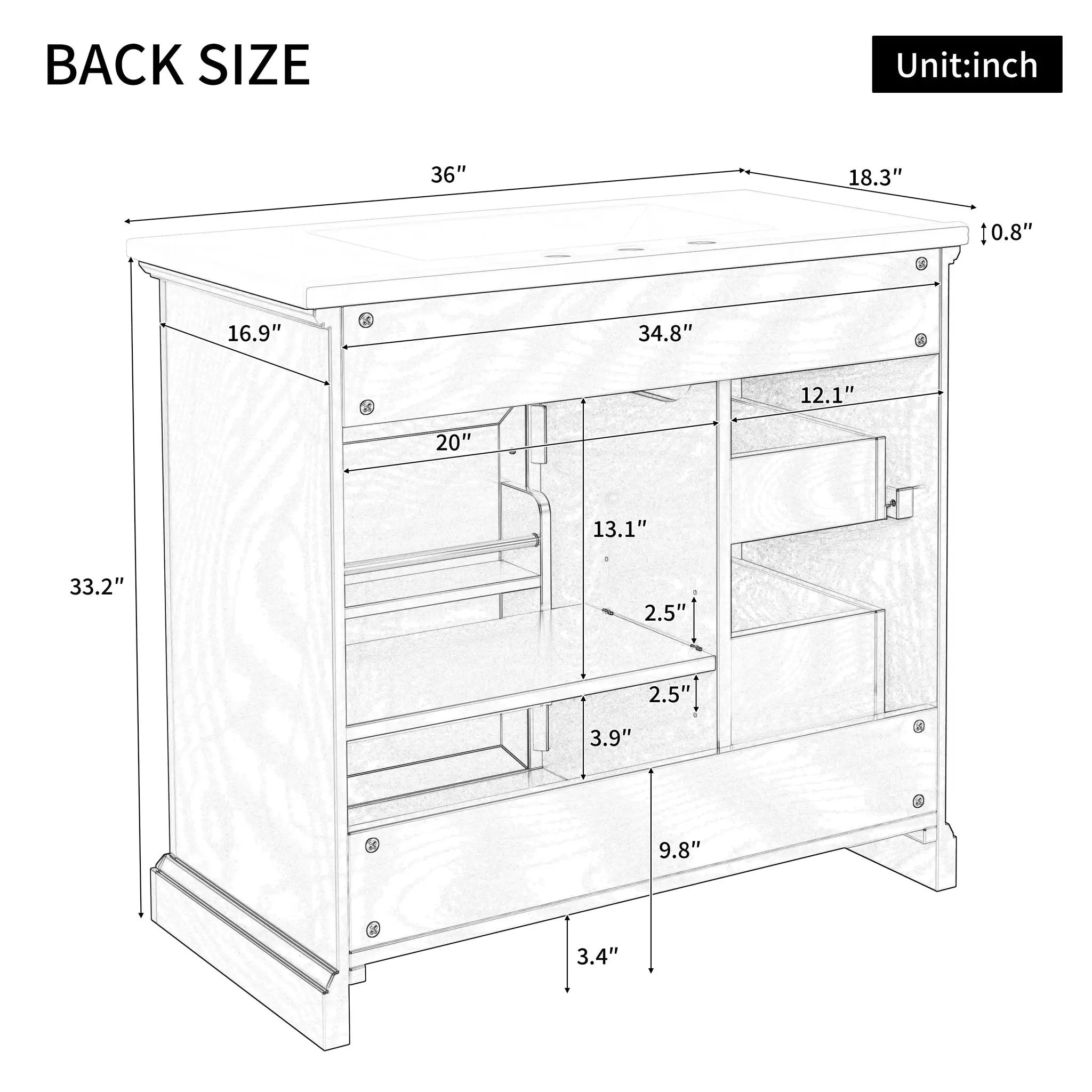 36-Inch Bathroom Vanity with Ceramic Sink Top by HouseOfZazla