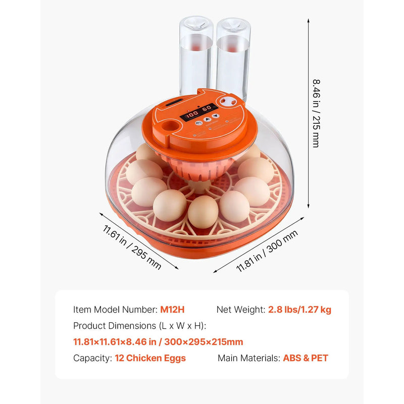 12 Egg Incubator with Automatic Egg Turner and LED Candler by HouseOfZazla