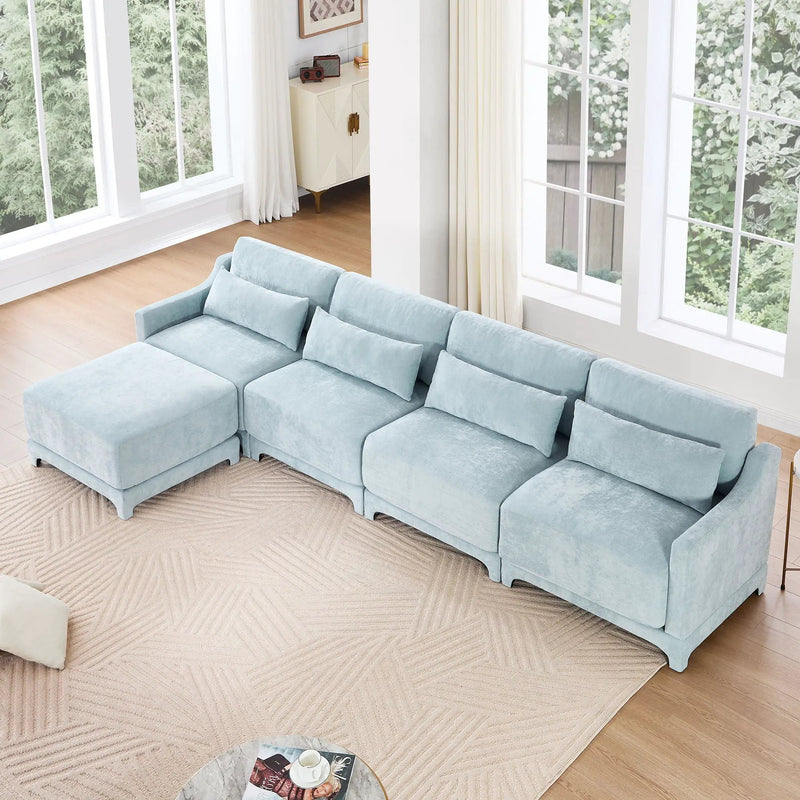 Stylish Sofa With Ottoman And Lumbar Pillows, Ergonomic Design by Unique Piece Furniture