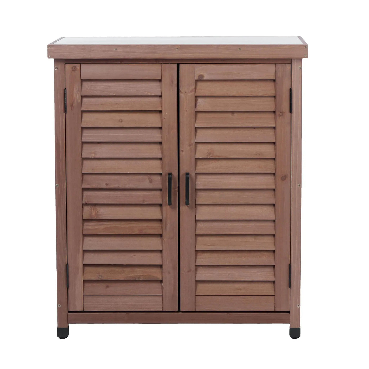 Potting Bench With Storage Cabinet And Metal Table Top For Outdoor by HouseOfZazla