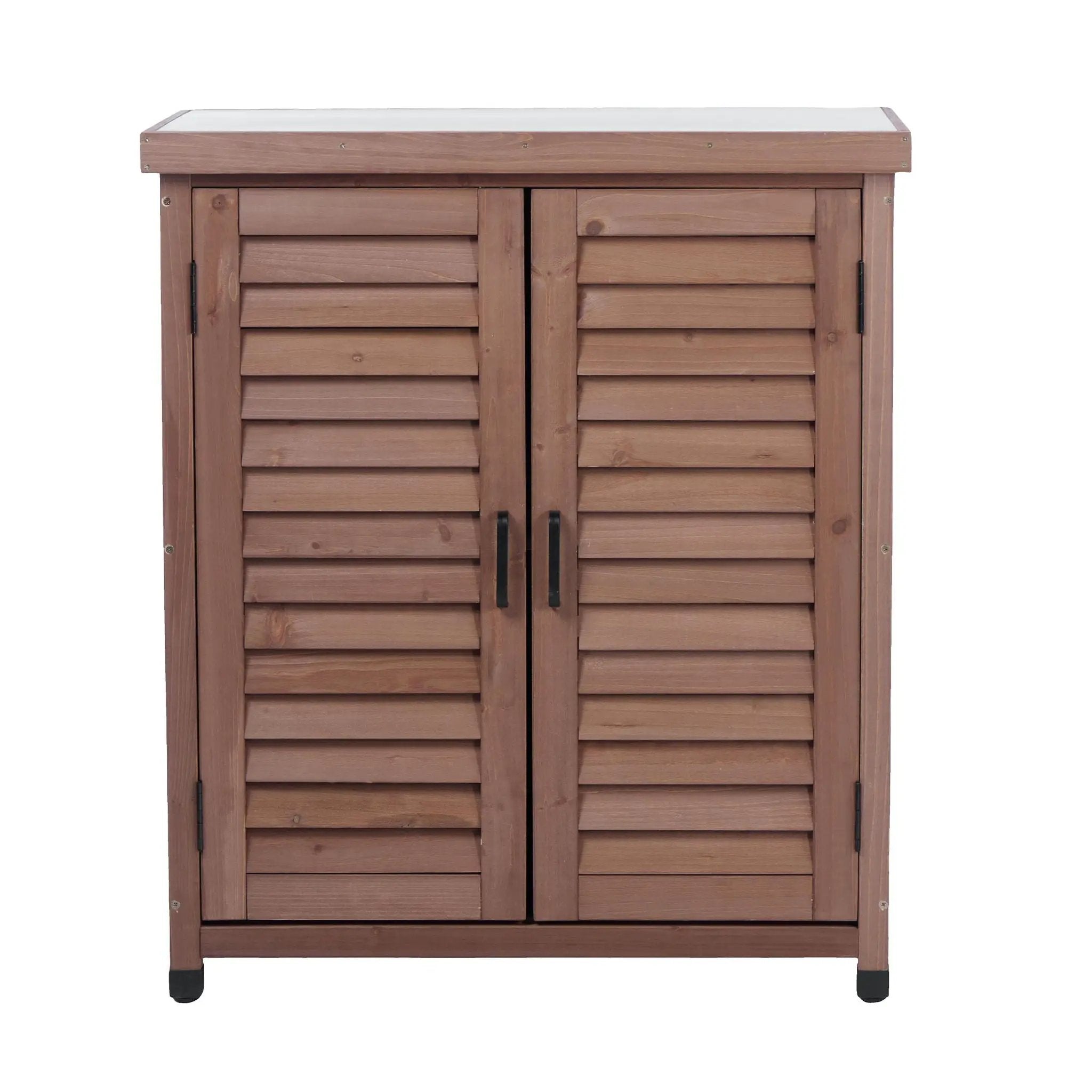 Potting Bench With Storage Cabinet And Metal Table Top For Outdoor by HouseOfZazla