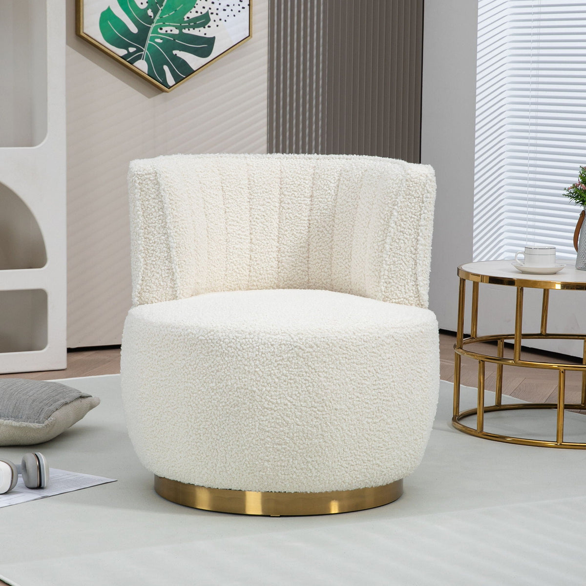 360 Degree Swivel Cuddle Barrel Accent Sofa Chair with Fluffy Upholstery - Multiple Colors, photo 17 of 25