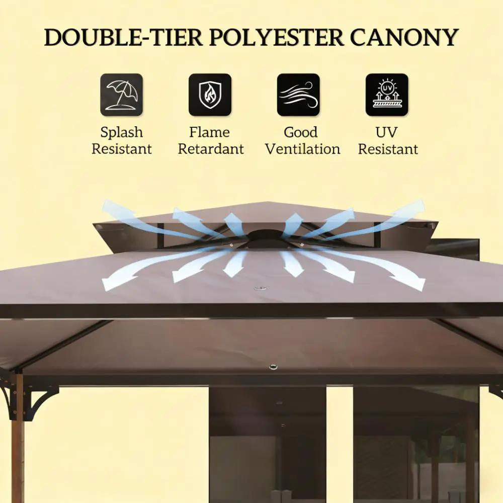 Double Tiered Barbecue Grill Gazebo Shelter with Side Shelves and Hooks by HouseOfZazla