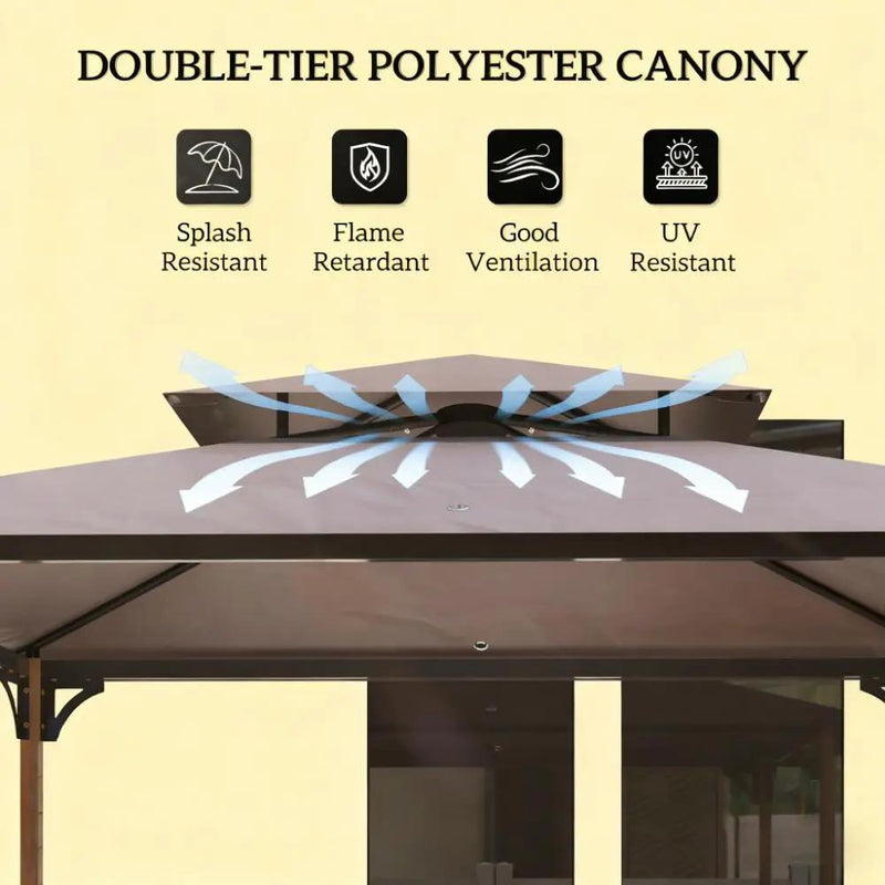 Double Tiered Barbecue Grill Gazebo Shelter with Side Shelves and Hooks by HouseOfZazla