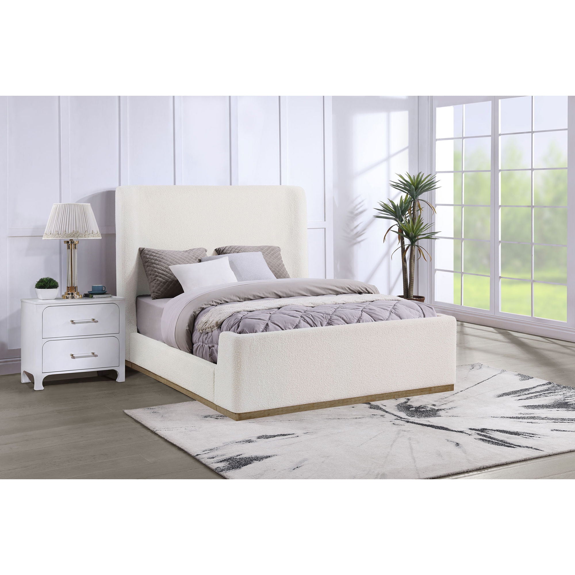 Vindra - Queen Sleigh Bed - Cream by HouseOfZazla