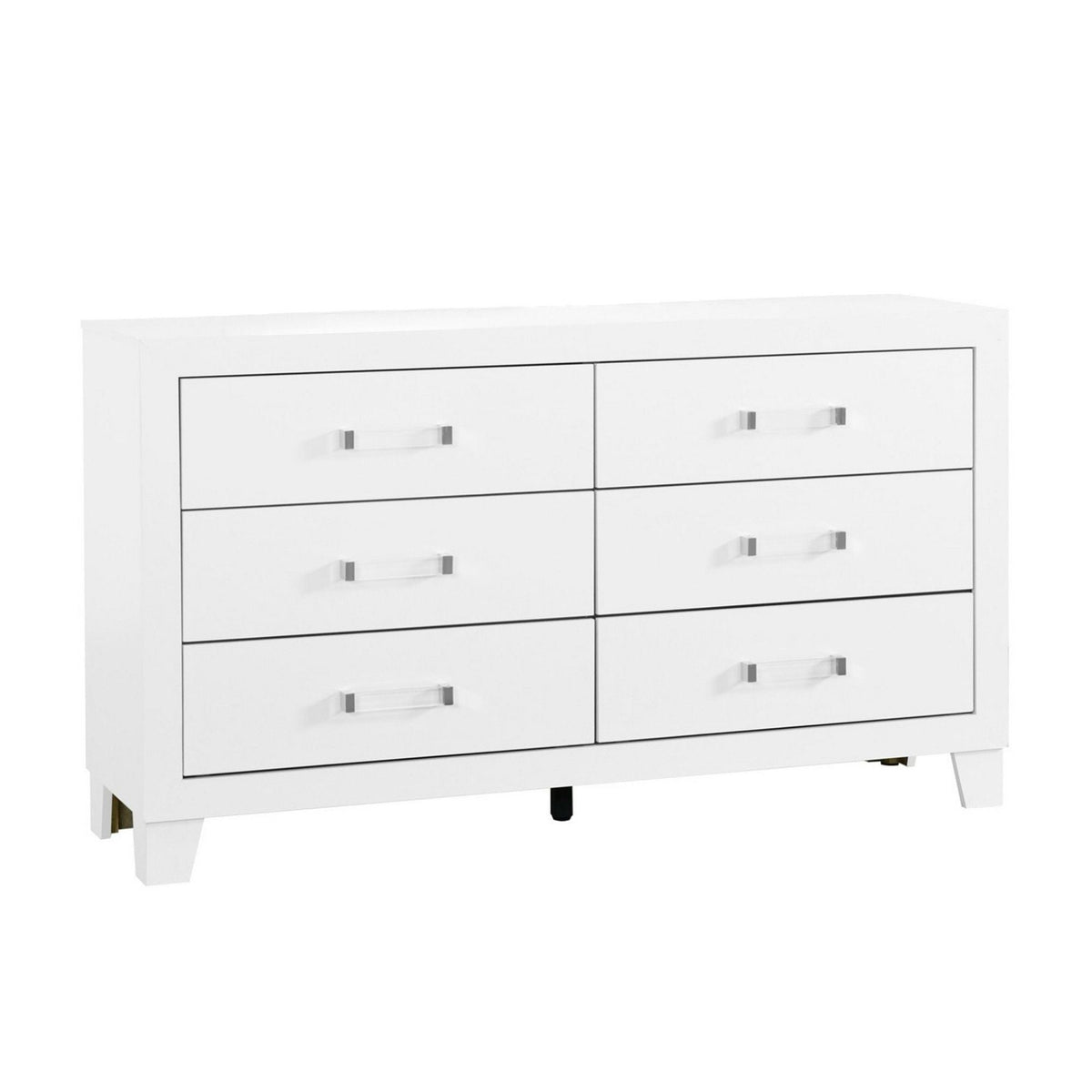 White Dresser with Acrylic Hardware - 6 Drawers, photo 3 of 6
