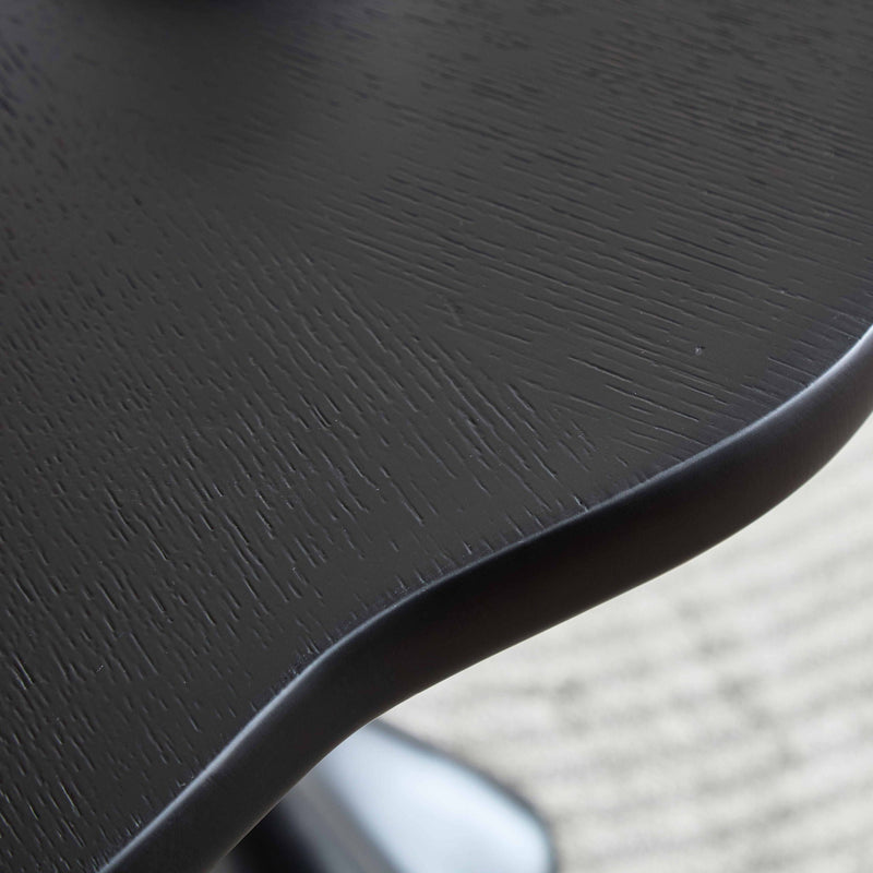 Sculptural Round Dining Table Petal Shape Root Texture For Dining Room - Black by HouseOfZazla