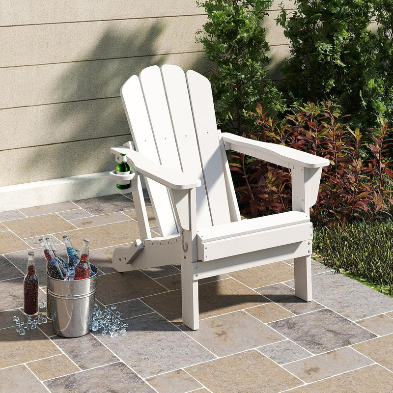 Adirondack Chairs Set of 2 - White Outdoor Folding Patio Seating, photo 3 of 8